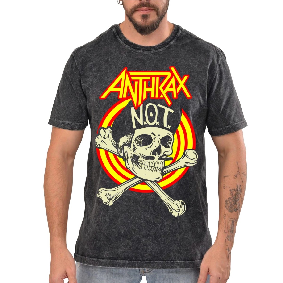 Rockwear Brasil - Camiseta Marmore Anthrax Rockwear Preta