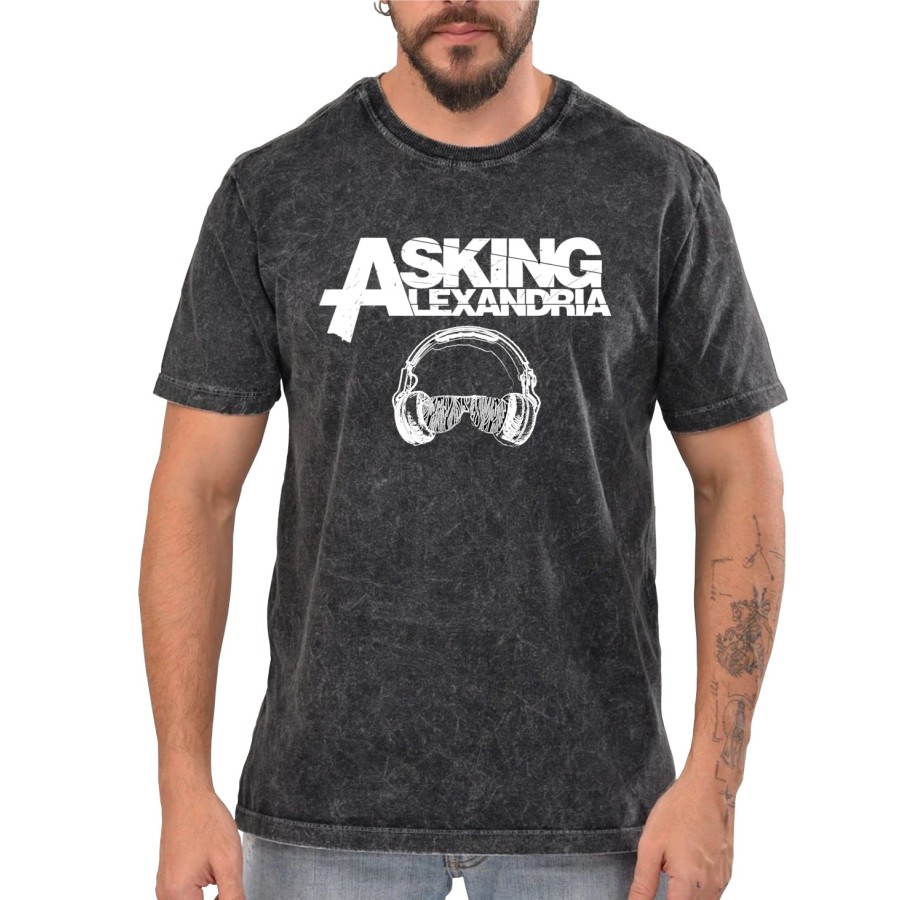Rockwear Brasil - Camiseta Marmore Asking Alexandria Rockwear Preta