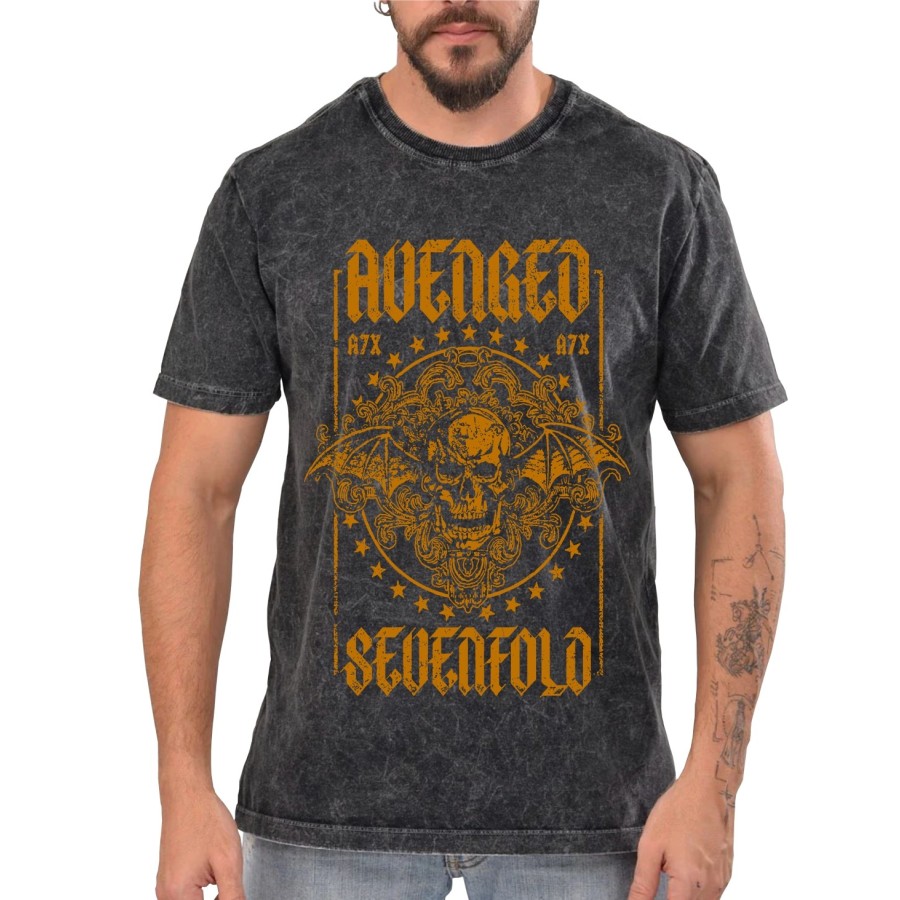 Rockwear Brasil - Camiseta Marmore Avenged Sevenfold 4 Rockwear Preta
