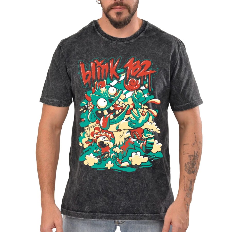 Rockwear Brasil - Camiseta Marmore Blink-182 Rockwear Preta
