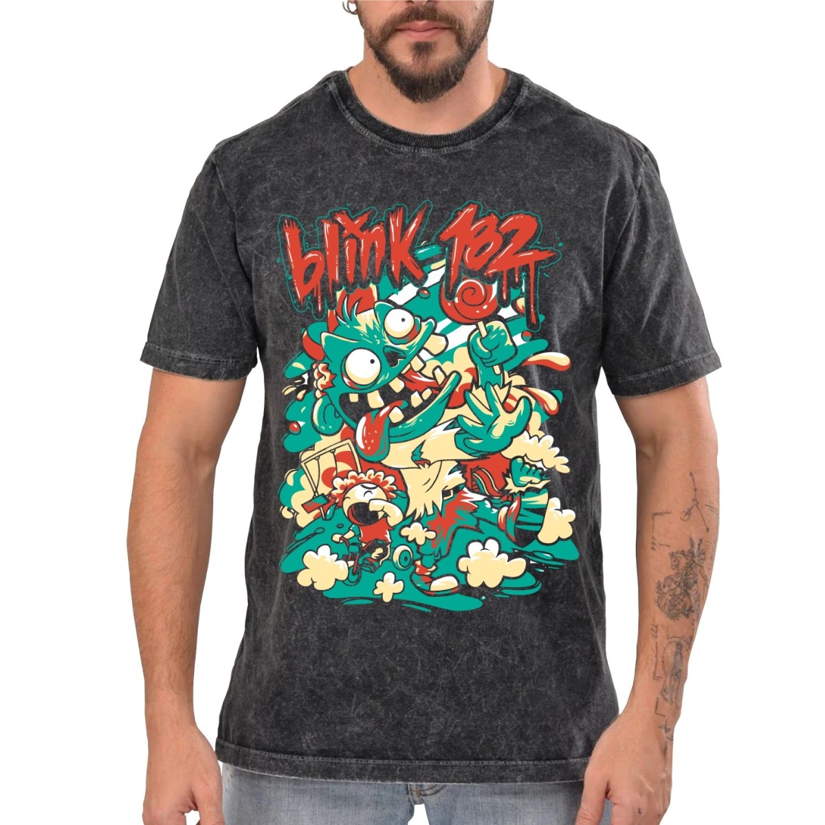 Rockwear Brasil - Camiseta Marmore Blink-182 Rockwear Preta