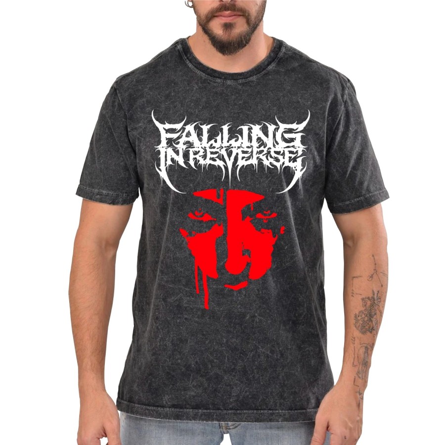 Rockwear Brasil - Camiseta Marmore Falling In Reverse 4 Rockwear Preta