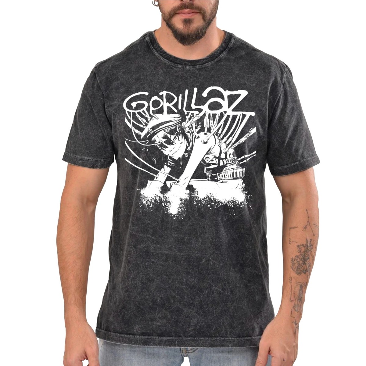 Rockwear Brasil - Camiseta Marmore Gorillaz 2 Rockwear Preta
