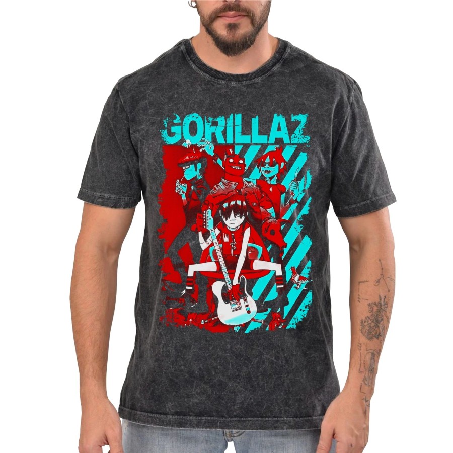 Rockwear Brasil - Camiseta Marmore Gorillaz 3 Rockwear Preta