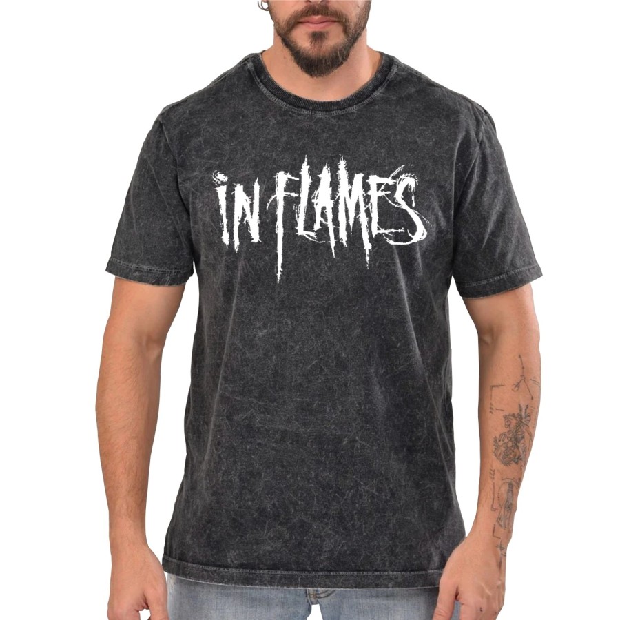 Rockwear Brasil - Camiseta Marmore In Flames Rockwear Preta