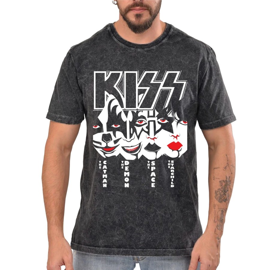 Rockwear Brasil - Camiseta Marmore KISS Rockwear Preta