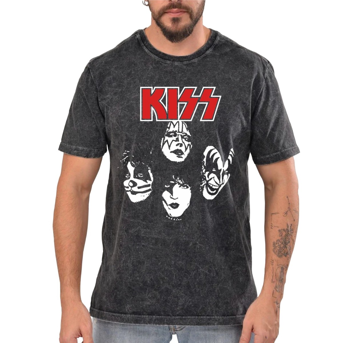 Rockwear Brasil - Camiseta Marmore KISS 2 Rockwear Preta