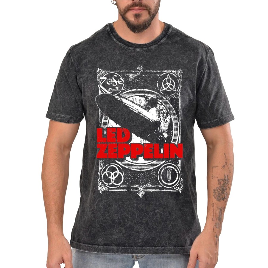 Rockwear Brasil - Camiseta Marmore Led Zeppelin 3 Rockwear Preta