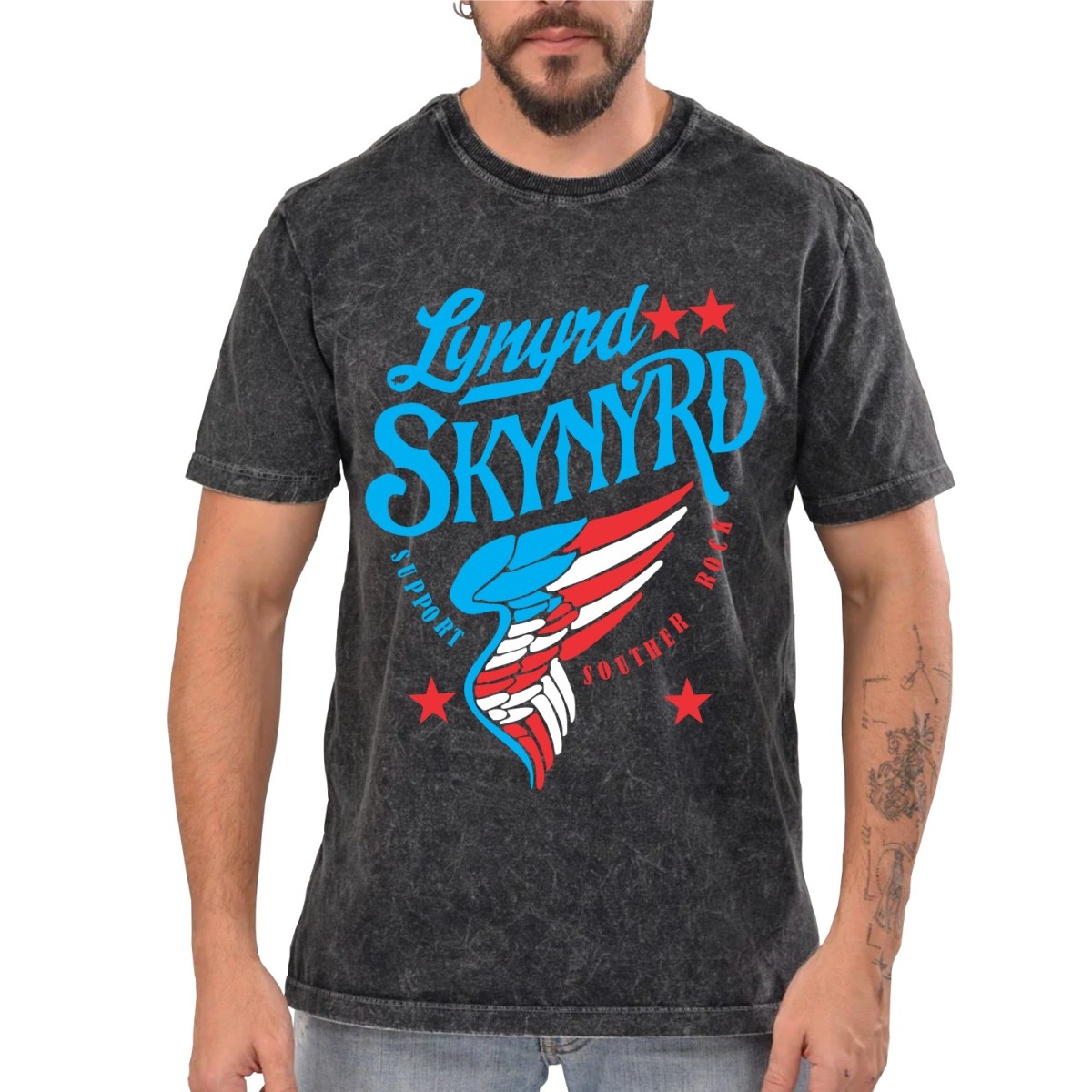 Rockwear Brasil - Camiseta Marmore Lynyrd Skynyrd 3 Rockwear Preta