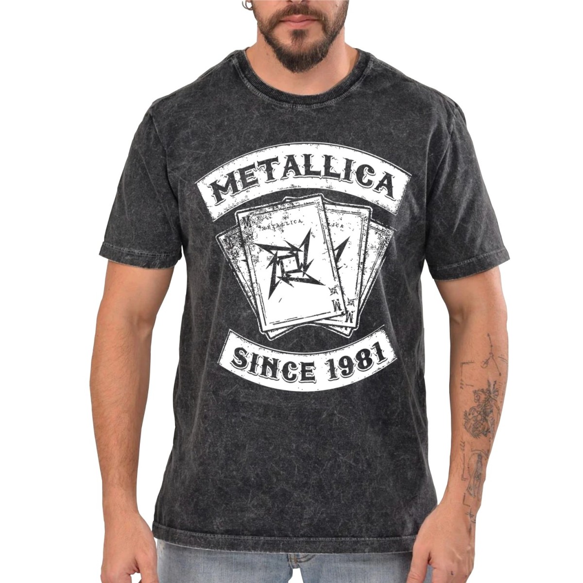Rockwear Brasil - Camiseta Marmore Metallica 5 Rockwear Preta