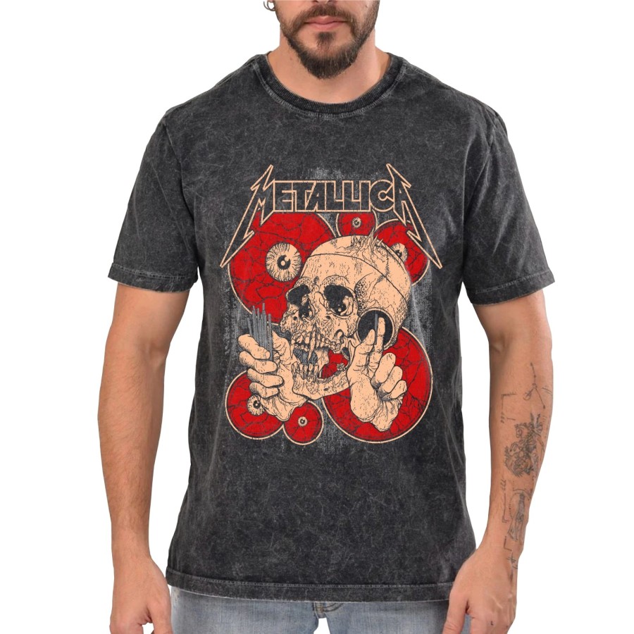 Rockwear Brasil - Camiseta Marmore Metallica 9 Rockwear Preta