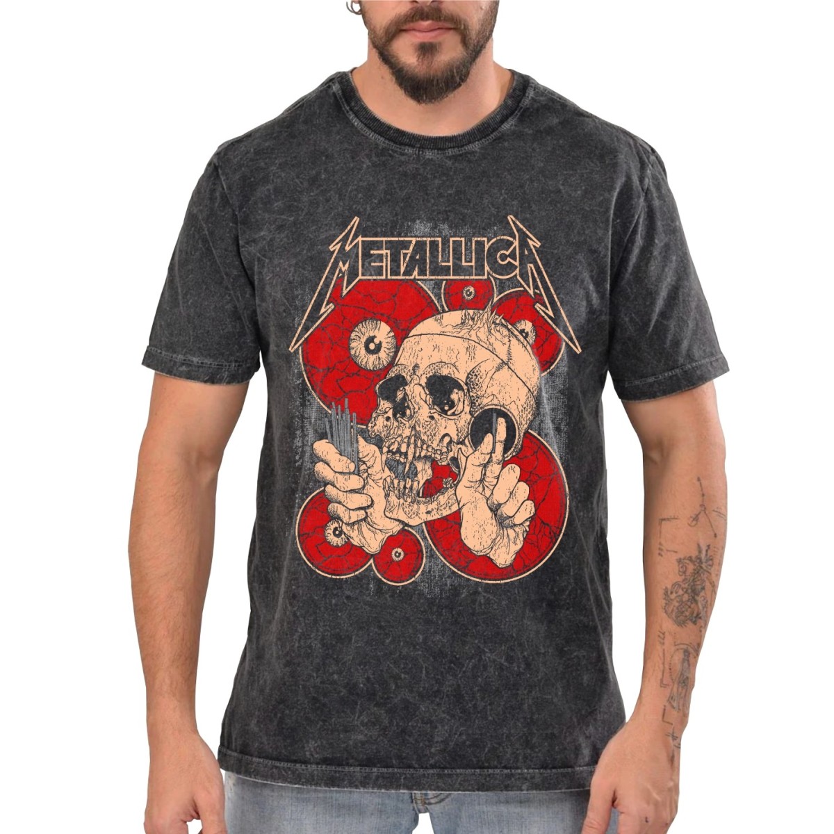 Rockwear Brasil - Camiseta Marmore Metallica 9 Rockwear Preta