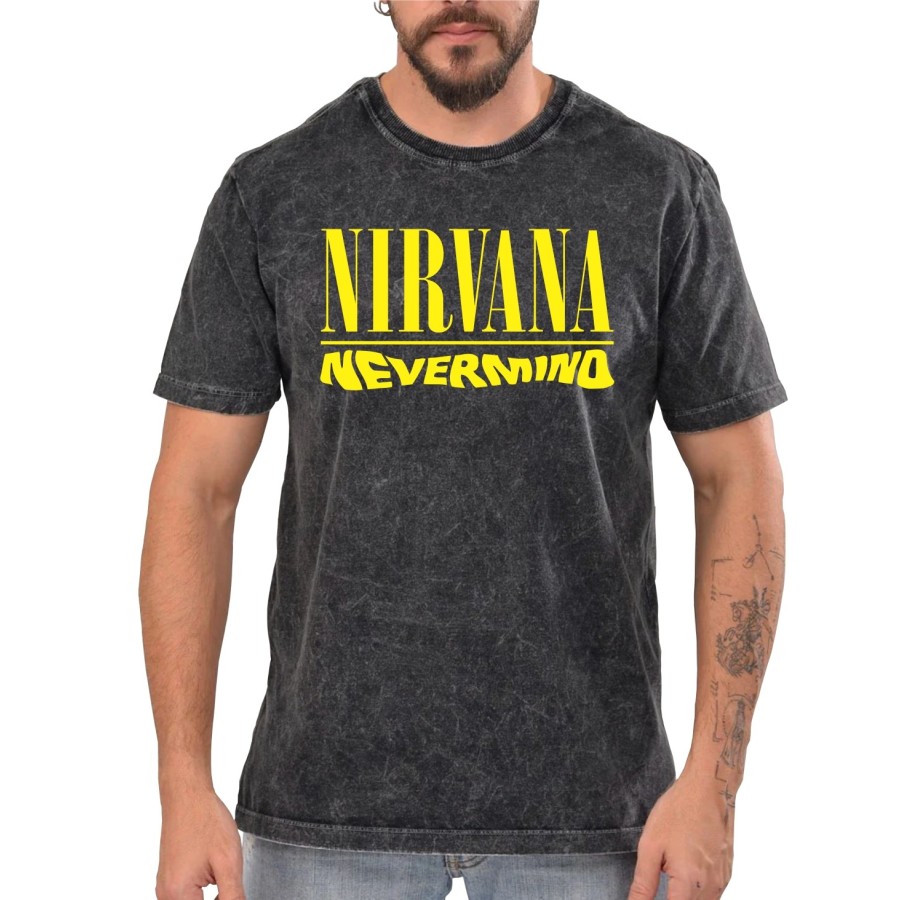 Rockwear Brasil - Camiseta Marmore Nirvana 2 Rockwear Preta