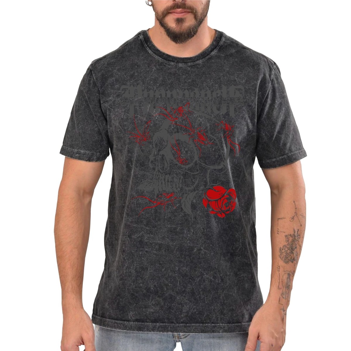 Rockwear Brasil - Camiseta Marmore Papa Roach 2 Rockwear Preta