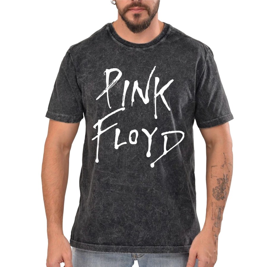 Rockwear Brasil - Camiseta Marmore Pink Floyd 2 Rockwear Preta
