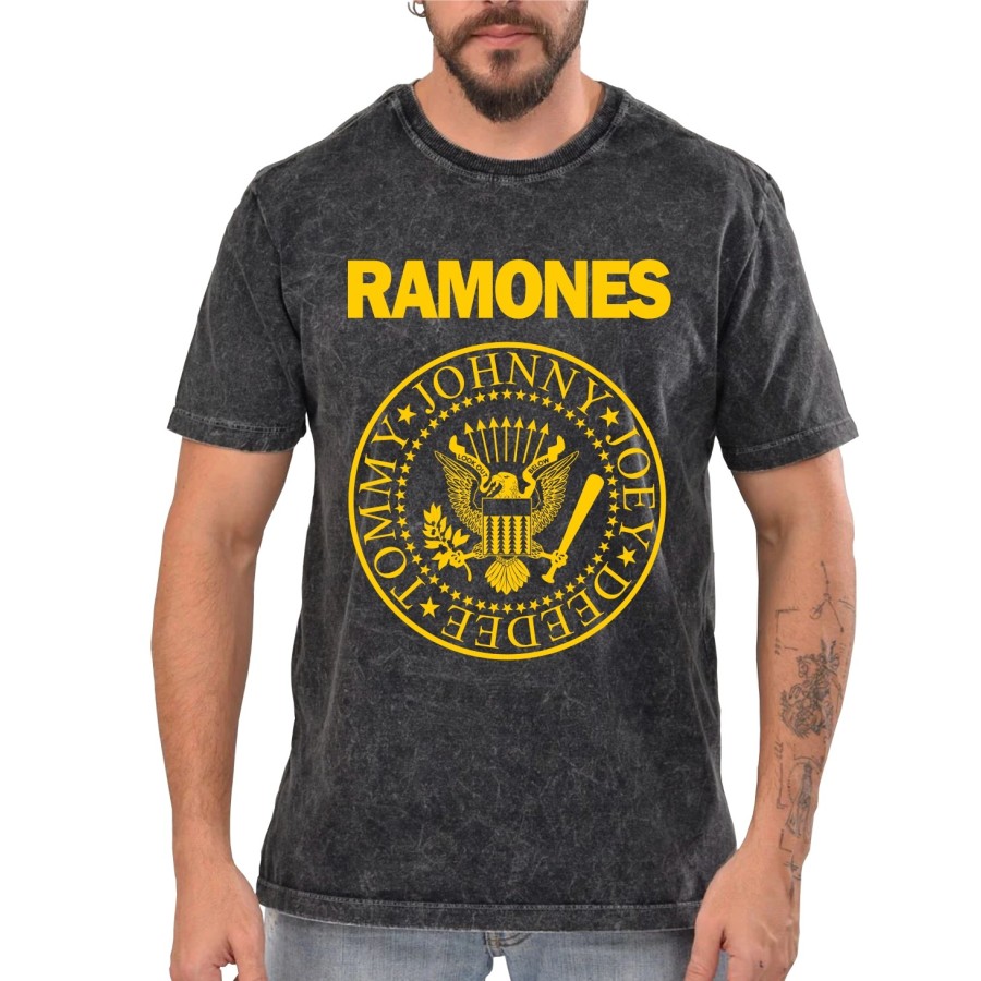 Rockwear Brasil - Camiseta Marmore Ramones Rockwear Preta