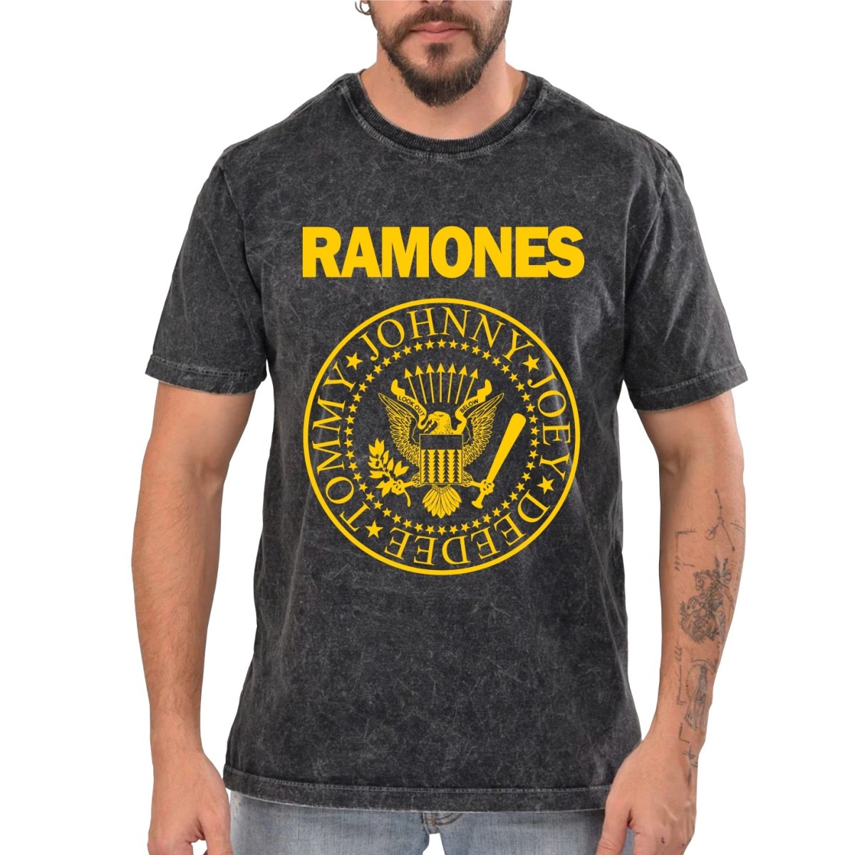 Rockwear Brasil - Camiseta Marmore Ramones Rockwear Preta