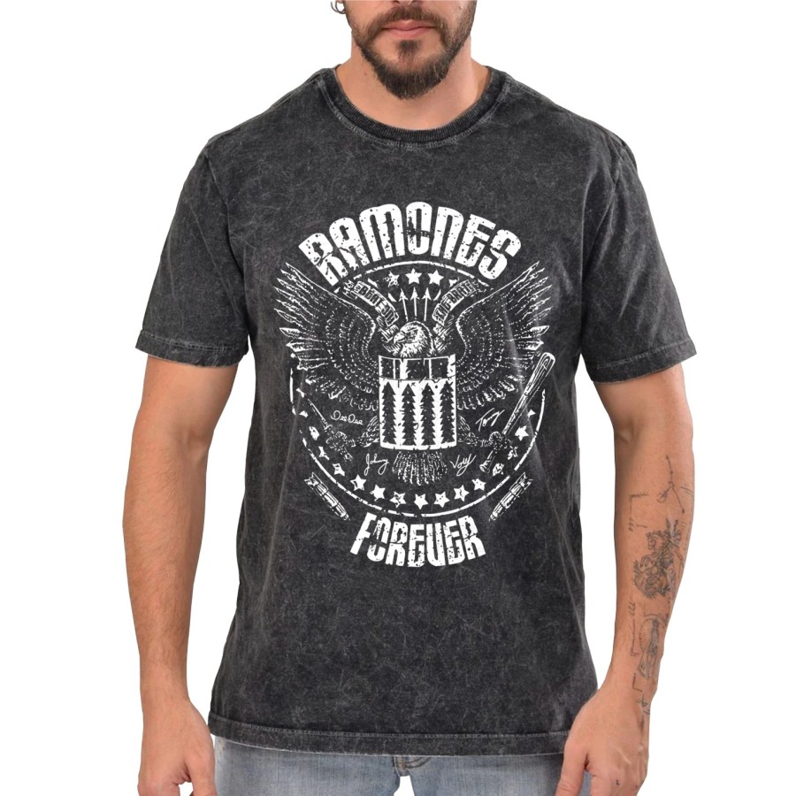 Rockwear Brasil - Camiseta Marmore Ramones 2 Rockwear Preta