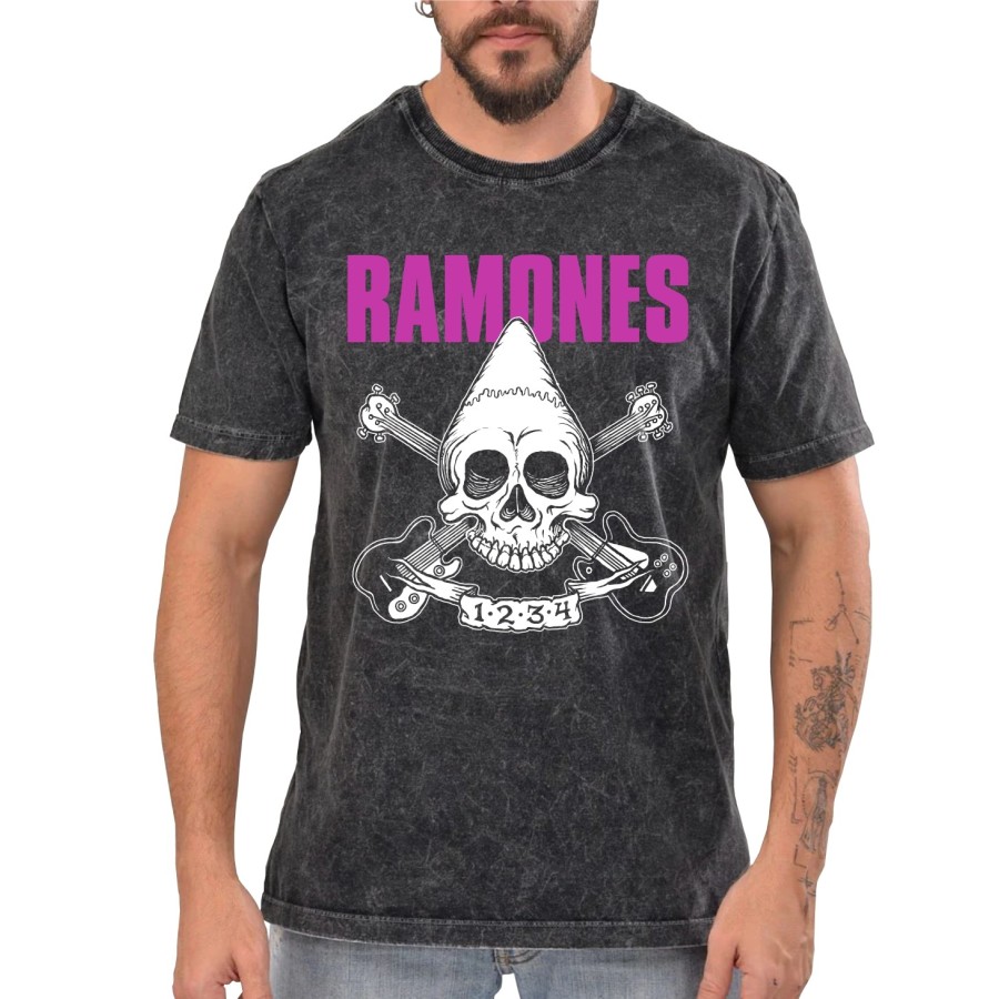 Rockwear Brasil - Camiseta Marmore Ramones 3 Rockwear Preta