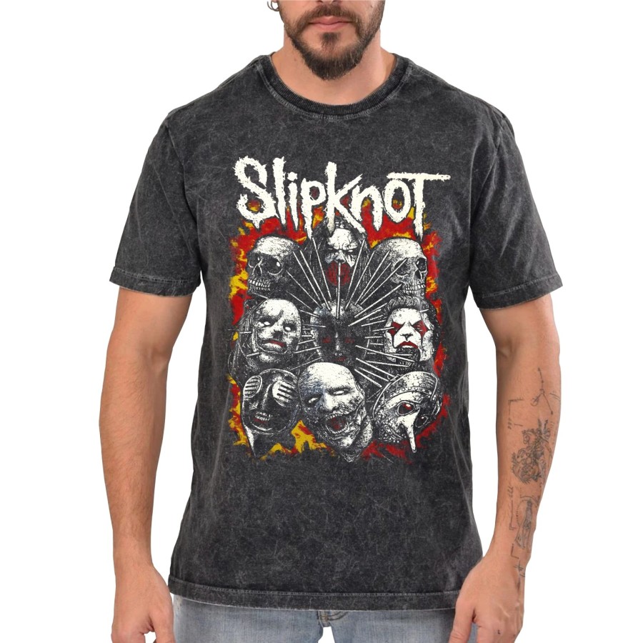 Rockwear Brasil - Camiseta Marmore Slipknot 4 Rockwear Preta