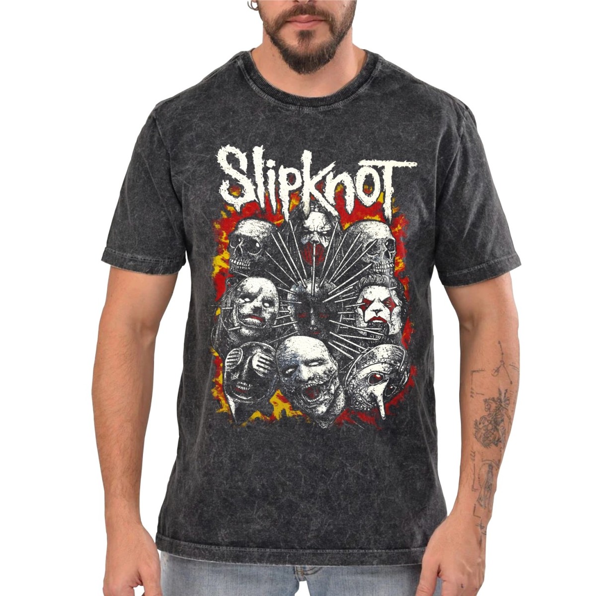 Rockwear Brasil - Camiseta Marmore Slipknot 4 Rockwear Preta