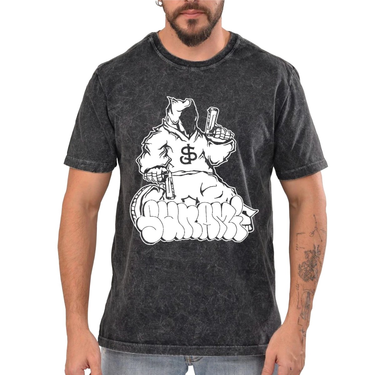 Rockwear Brasil - Camiseta Marmore Sunami Rockwear Preta