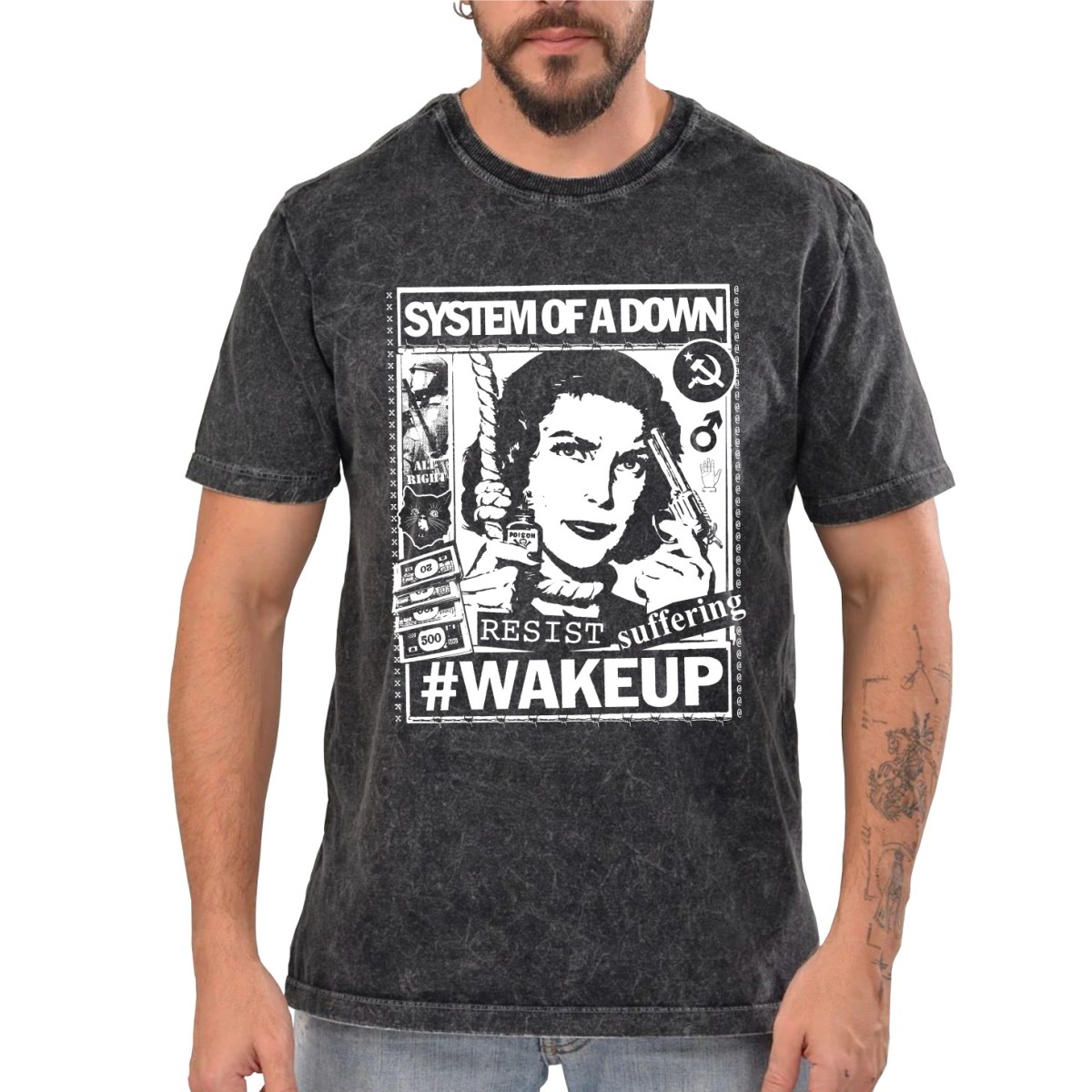 Rockwear Brasil - Camiseta Marmore System Of A Down Rockwear Preta