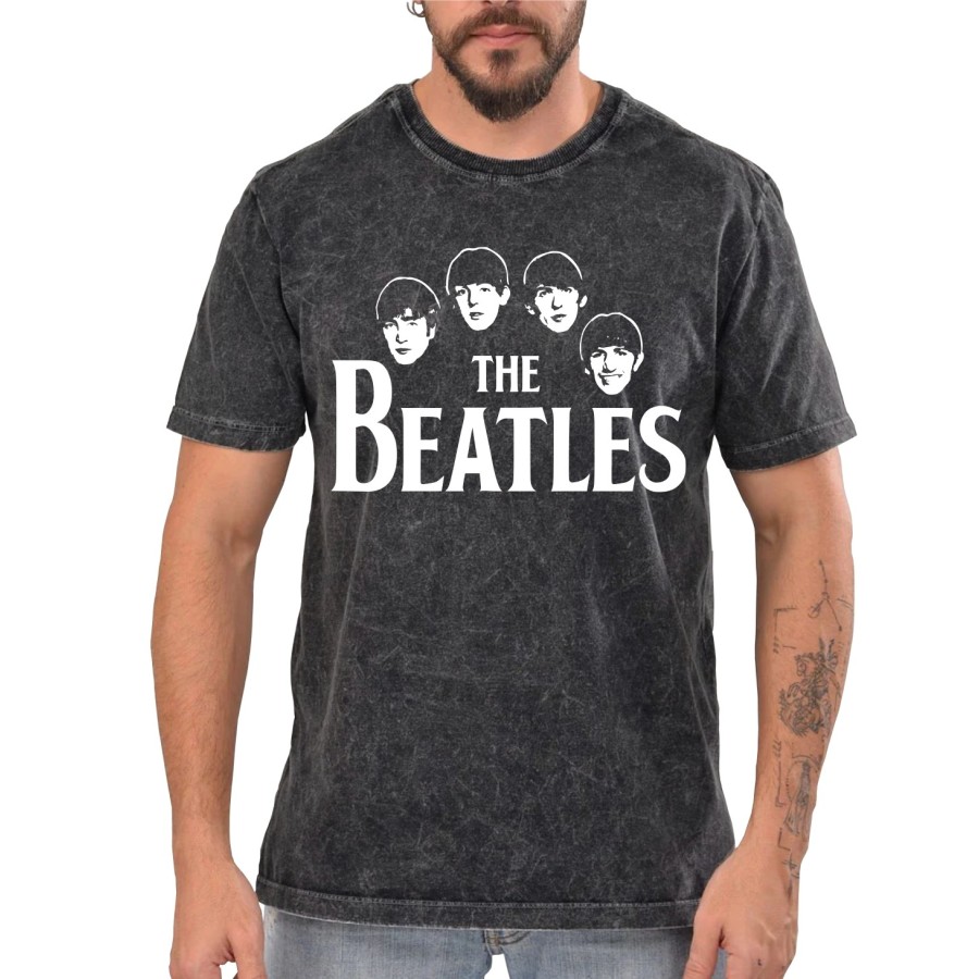 Rockwear Brasil - Camiseta Marmore The Beatles 3 Rockwear Preta