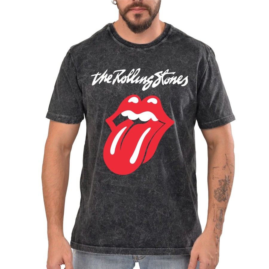 Rockwear Brasil - Camiseta Marmore The Rolling Stones 2 Rockwear Preta