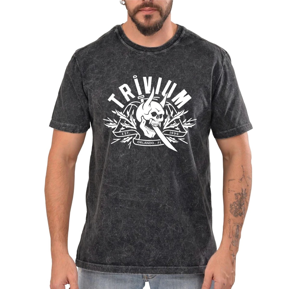 Rockwear Brasil - Camiseta Marmore Trivium 3 Rockwear Preta
